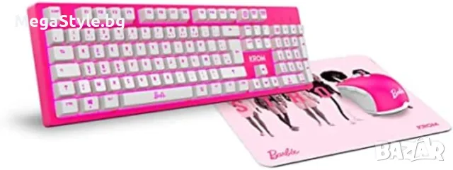 KROM BARBIE KANDY - Бяла LED мембранна клавиатура, мишка 6400 DPI оптичен сензор