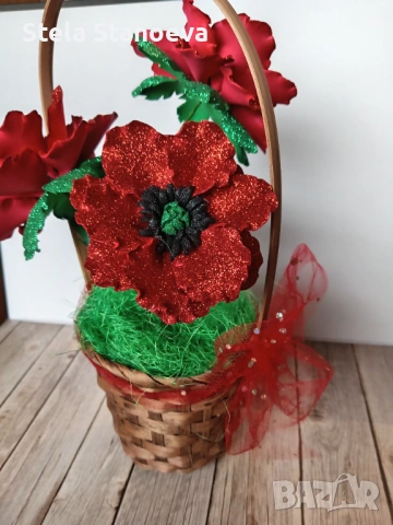 Кошница с цветя , снимка 3 - Изкуствени цветя - 54215902