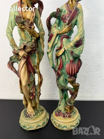 Чифт големи японски фигури на мъж и жена. №8043, снимка 3 - Антикварни и старинни предмети - 54013241