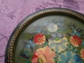 Поднос ръчно рисуван от соца цветя става и за декорация нов 315 мм фи и вътрешен 270мм, снимка 3