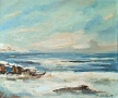 Картина "Зима край морето", худ. К. Табаков, 1990 - те г., снимка 2