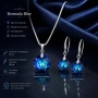 Комплект бижута Сваровски Bermuda Blue – колие и висящи обеци, снимка 3