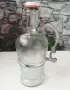 Голямо стъклено шише с метална дръжка и обков, снимка 1