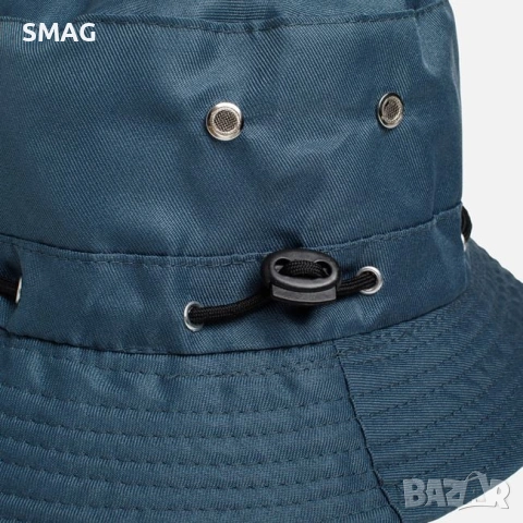 Мъжка шапка тип bucket син рафия_1261087, снимка 2 - Шапки - 54925704