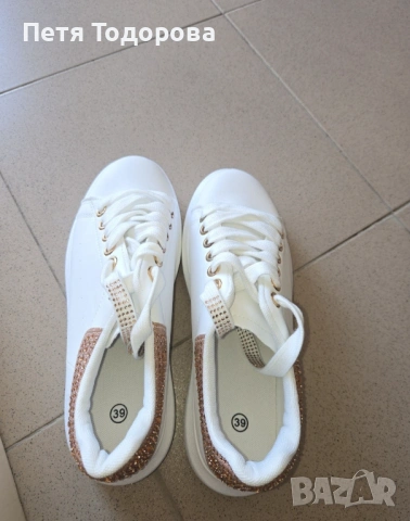 Чисто нови бели кецове с камъчета, снимка 3 - Кецове - 54072216