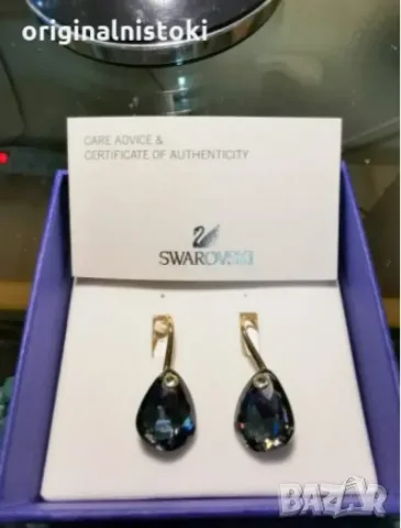 Сваровски SWAROVSKI обеци оригинални черен камък
