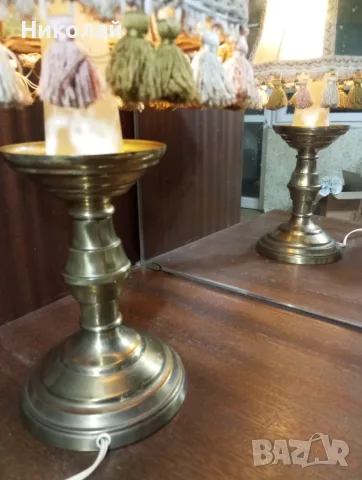Ретро бронзова нощна лампа, снимка 5 - Антикварни и старинни предмети - 55300422