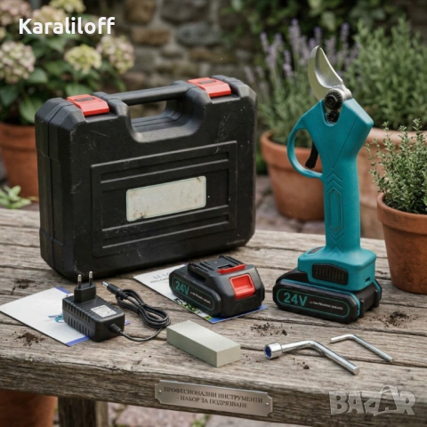 Акумулаторна безчеткова ножица в комплект с 2 батерии и куфар - компактна и прецизна