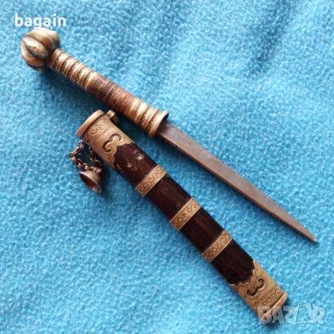 Уникален старинен нож, кама., снимка 3 - Антикварни и старинни предмети - 54076251