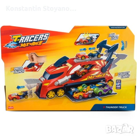 Голям Комплект за игра T-Racers - Thunder Truck, снимка 4 - Коли, камиони, мотори, писти - 54276482