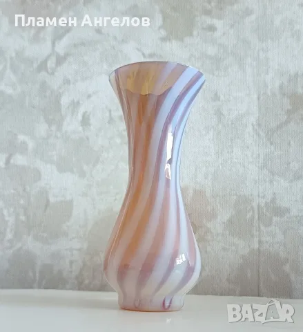Винтидж стъклена ваза - Ретро Бохо Стил 70те години. , снимка 3 - Вази - 55620566