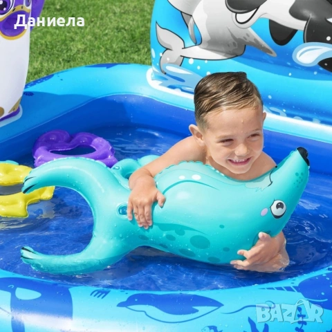 Надуваем детски басейн с морски животни, водни играчки и игра за хвърляне на халки, снимка 11 - Други - 54858063