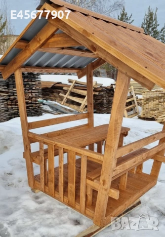 Дървени беседки, масивни перголи, навеси, барбекюта, козирки, мебели от естествена дървесина, снимка 6 - Градински мебели, декорация  - 53956248