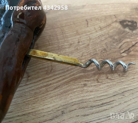 Винтидж дървен тирбушон от лозов корен . Франция.1950–1970 г. , снимка 2 - Антикварни и старинни предмети - 54928650