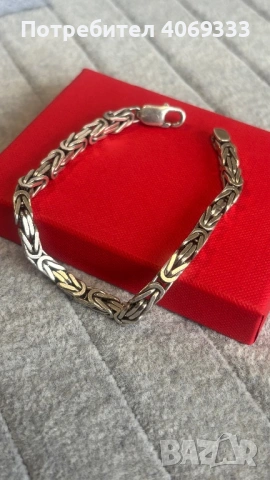 Сребърна гривна Кралска плетка 925, снимка 7 - Гривни - 54367697