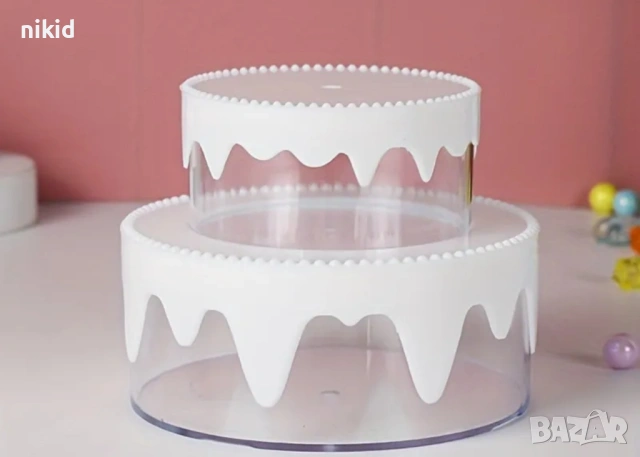 2 бр кутия кутии торта на етажи пластмасови прозрачни за бижута бонбони лакомства и др, снимка 3 - Кутии за храна - 54011364