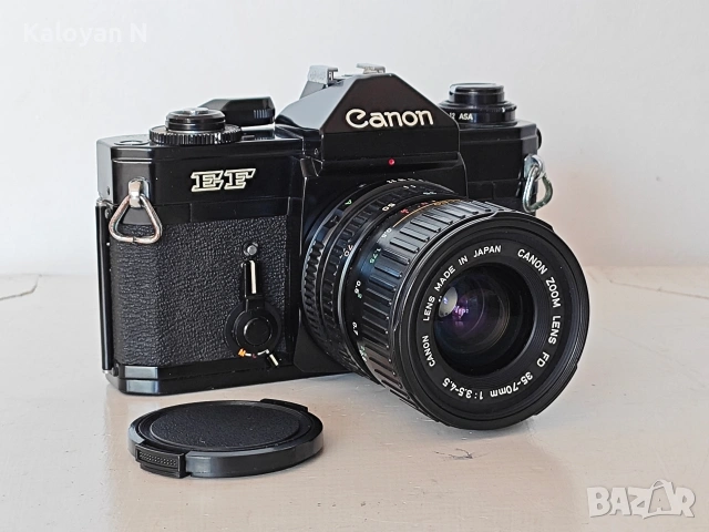Комплект тяло Canon EF (The Black Beauty) и обектив Canon FD 35-70mm f/3.5-4.5, снимка 12 - Фотоапарати - 54549537