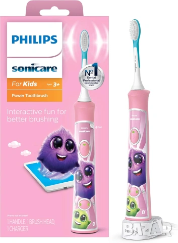 Детска електрическа четка за зъби Philips Sonicare for Kids 3+ Bluetooth HX6351/41 Pink, снимка 3 - Други - 55207266