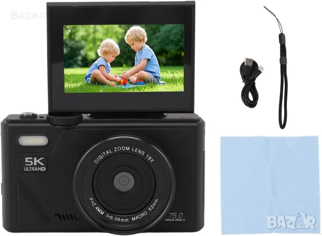 Дигитална камера - 5K HD & 75MP  и 18X Digital Zoom - WiFi