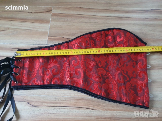 Червен готически корсет с връзки и флорален мотив XL/XXL/XXXL, снимка 7 - Корсети, бюстиета, топове - 54660119
