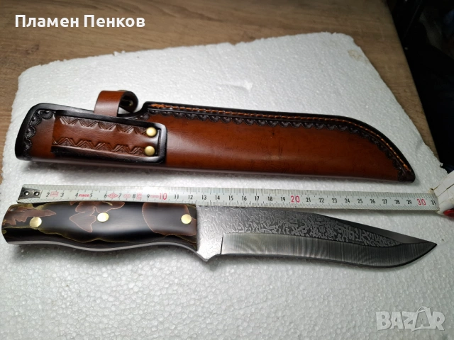 Ловен нож ръчна изработка нож с релефно острие, снимка 12 - Ножове - 54391947
