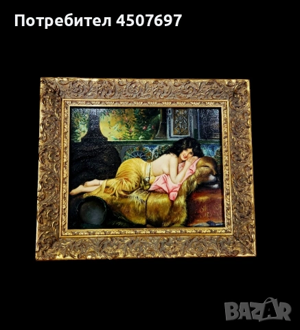 Стара антикварна картина маслени бои върху дървен панел от 20 ти - век,