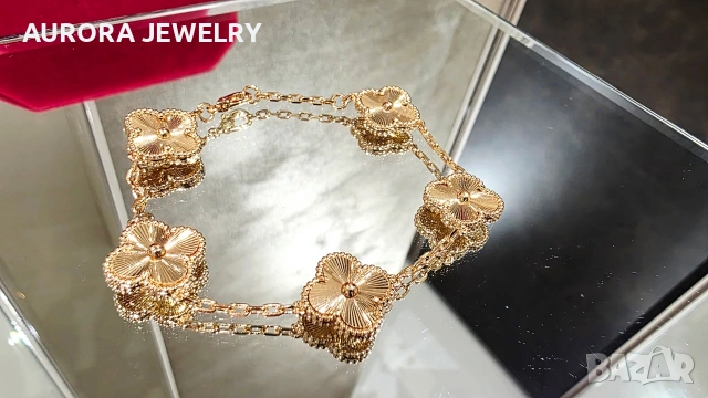 Van Cleef & Arpels VCA 5 Motifs Rose Gold Clear Vintage Alhambra Дамска Гривна