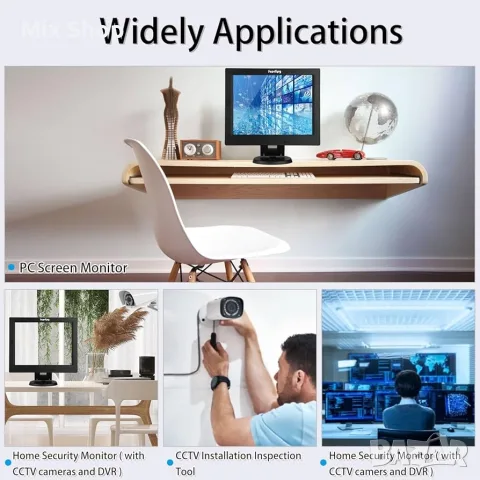 Нов 12-инчов цветен TFT LCD монитор за видеонаблюдение (CCTV) с резолюция 800x600 съотношение 4:3 , снимка 2 - Друга електроника - 55391201