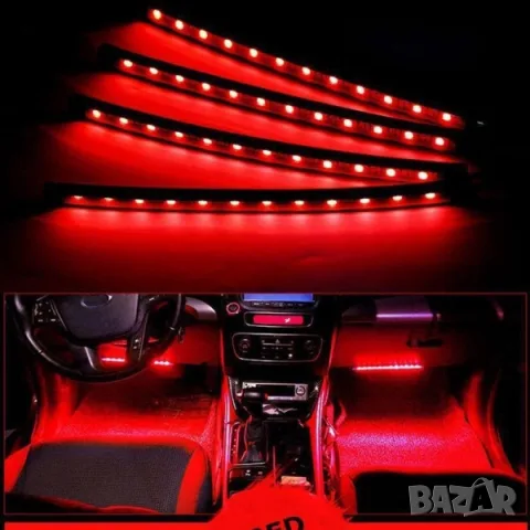 RGB LED интериорно осветление за под на автомобил с ефекти и дистанционно управление , снимка 2 - Аксесоари и консумативи - 55482722