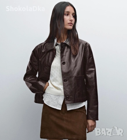 Ново кожено яке Massimo Dutti размер S, снимка 4 - Якета - 54751954