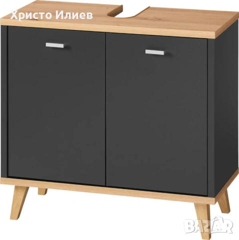 Шкаф за мивка за баня Черен