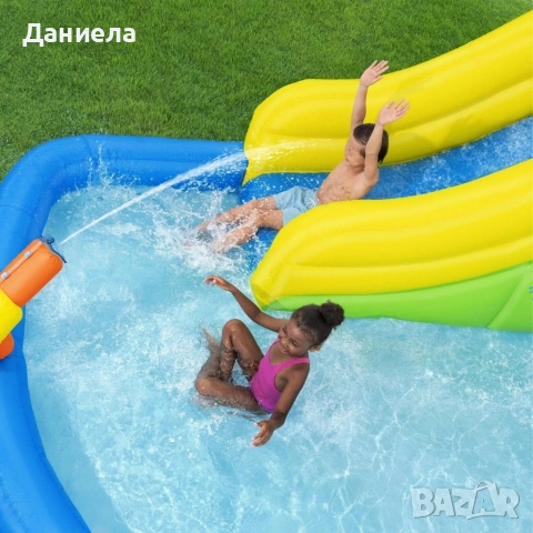 Надуваем воден парк с пързалка, стена за катерене, водно оръдие и вентилатор за бързо надуване, снимка 6 - Басейни и аксесоари - 54974812