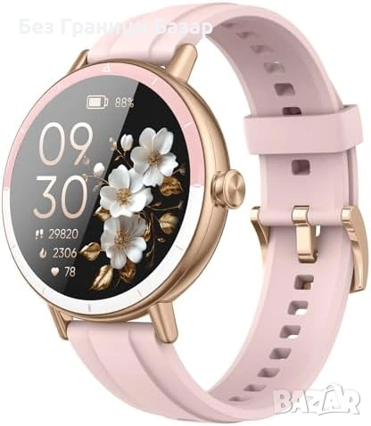 Нов Дамски смарт часовник Bluetooth разговори 1.27 HD IP68 розов
