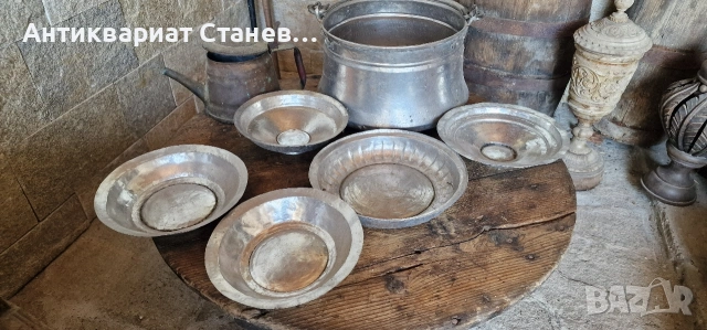 Медно менчо и 5 броя сахани, снимка 6 - Антикварни и старинни предмети - 54509779