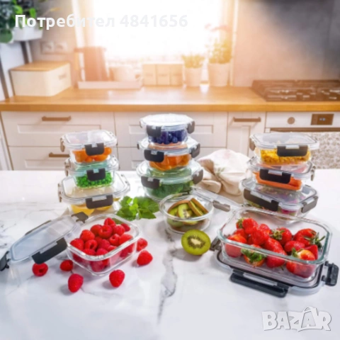 Комплект от 12 стъклени кутии за храна Termoli - дълготрайна свежест на храната, снимка 3 - Кутии за храна - 55105089