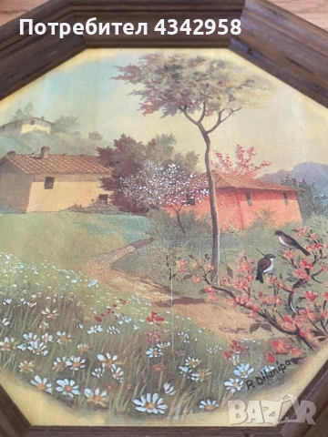 🌿 Винтидж декоративни пана с селски пейзажи (комплект от 4 бр.) 1970-1980г., снимка 6 - Антикварни и старинни предмети - 54244373