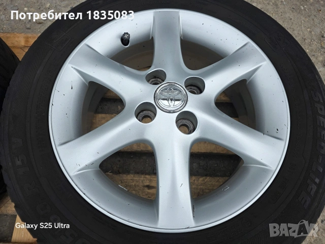 Лети джанти 15ки 4х100 Toyota + летни гуми 195/60/15 Semperit, снимка 7 - Гуми и джанти - 54012609