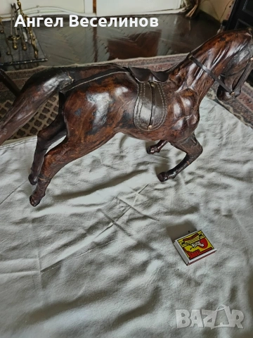 стара фигура кон - кожена, снимка 3 - Антикварни и старинни предмети - 54060150