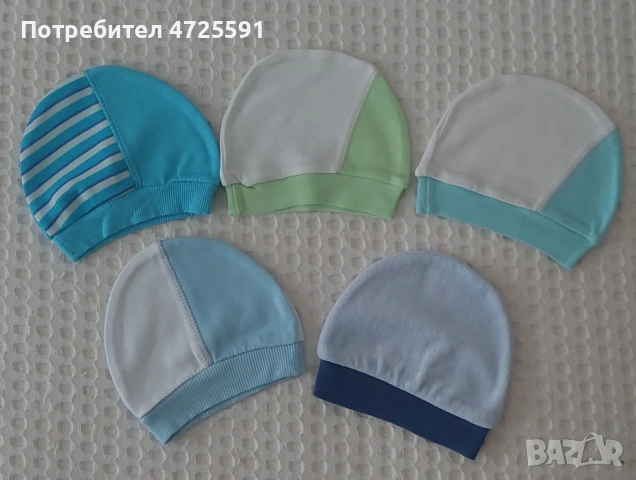 Шапки за новородено бебче 0-3 месеца , снимка 2 - Комплекти за бебе - 54901344