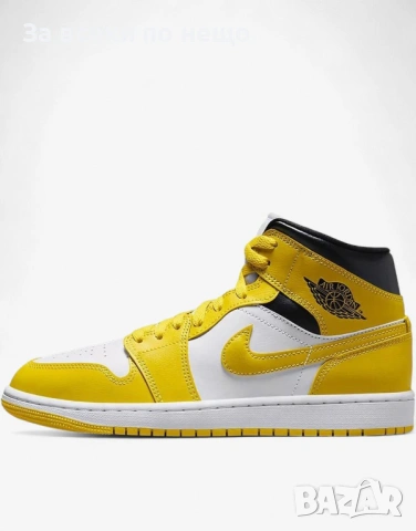 NIKE Jordan 1 Mid Shoes White/Yellow Дамски Маратонки👟Дамски Спортни Обувки Код P2362, снимка 5 - Маратонки - 54401890