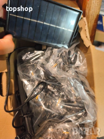 Чисто нов Смарт Соларен Гирлянд с LED Лампички – LCD дисплей, 8 режима, Type-C зареждане, Водоустойч, снимка 2 - Външни лампи - 54810681