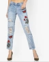 УНИКАЛНИ накъсани дънки бойфренд с бродерия, снимка 2