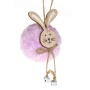 Великденска висяща дървена декорация – пухкаво лилаво зайче със звънчета, 22 см_1233677, снимка 2