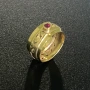💍 Златен пръстен тип "Халка" с червен камък – 14К - 4.14 грама, снимка 1