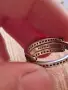 Оригинален сребърен пръстен Pandora Signature Logo Pavé & Beads – размер 50, снимка 7
