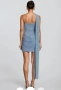 Haliny Blue Slinky And Mesh Mini Dress, снимка 5