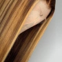 Естествена перука от бразилска коса 70-75 см - Lace Front 13x6, кафява с руси кичури, 200% плътност, снимка 4