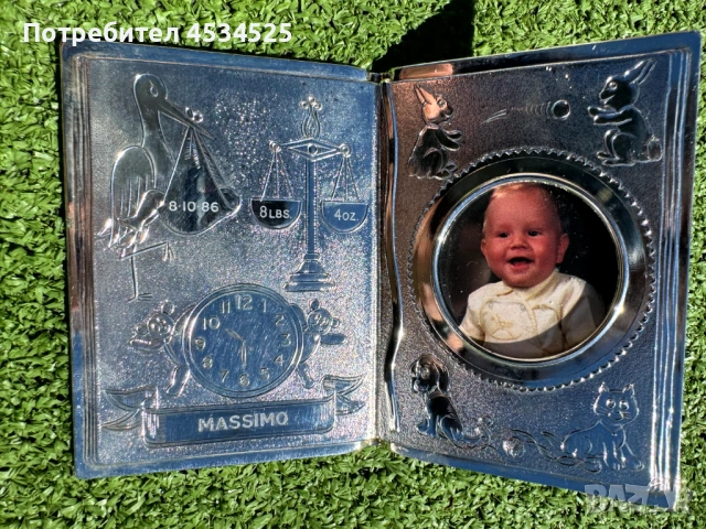 Прекрасна посребрена детска рамка "Книга" – Seba (Made in England), снимка 2 - Други - 54889706