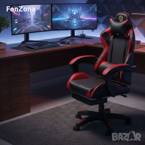 Ергономичен геймърски стол с поставка за крака – комфорт и стабилност за дълги часове без болка, снимка 2 - Столове - 54096530