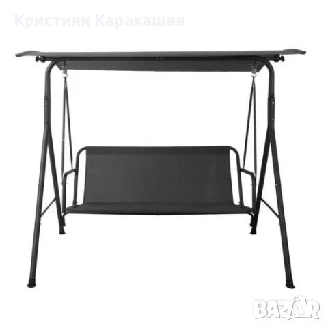 Градинска люлка със сенник, черна, снимка 6 - Градински мебели, декорация  - 54569345